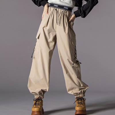 レースアップナイロンカーゴパンツ(130~160cm)(130cm ベージュ