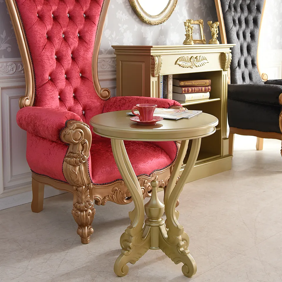 King＆Queen ロココ ゴールド 王宮のサイドテーブル 直径60cm | ロココ