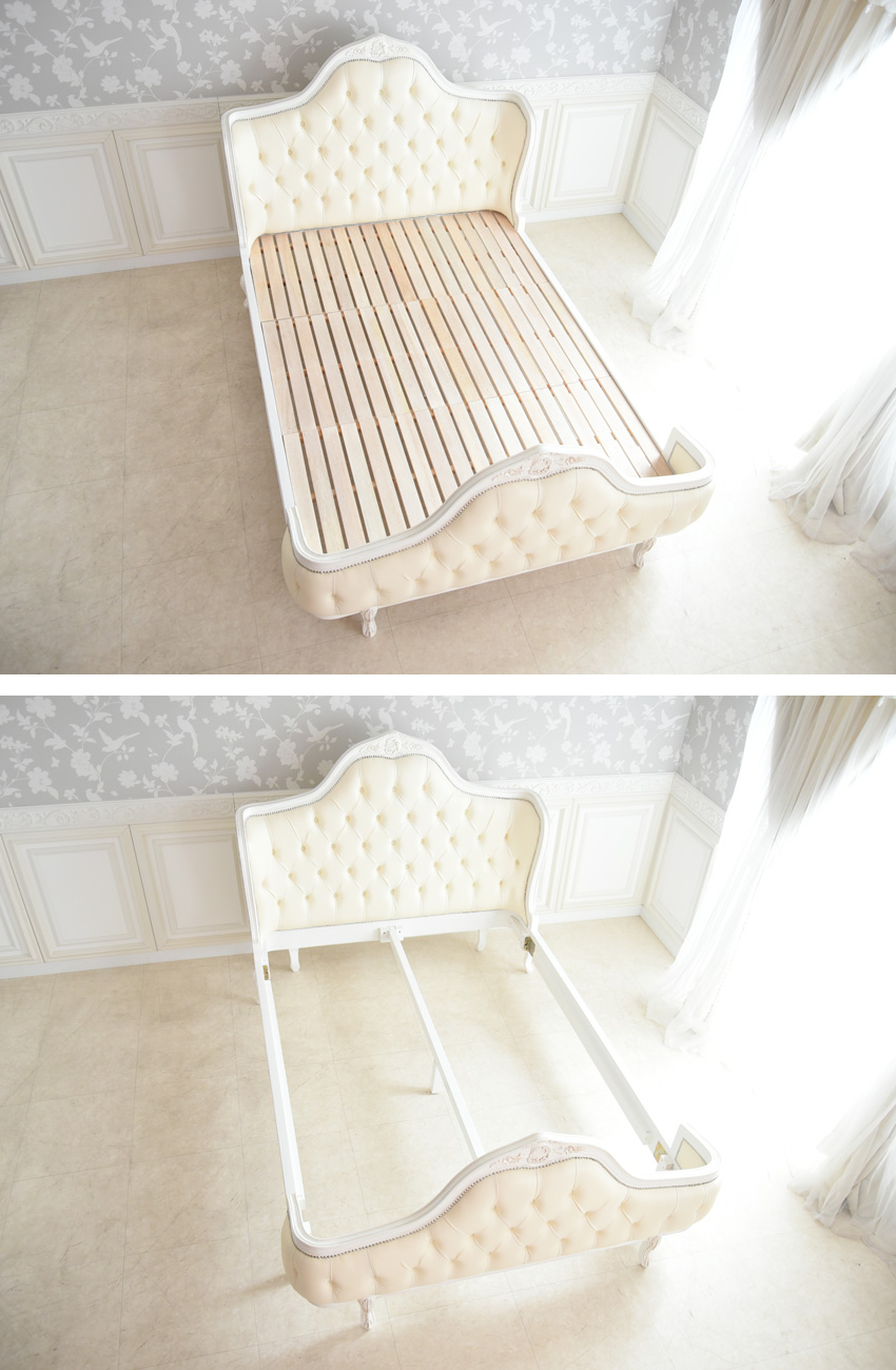 トリノサヴォイア 女王様のダブルベッド アイボリー 幅150cm | ロココ