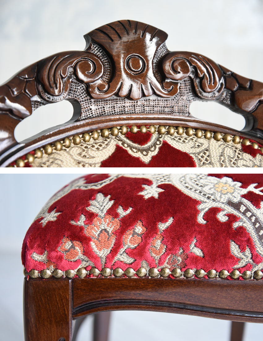 イタリア製 ダイニングチェア 金華山 レッド 幅48cm | ロココ調家具