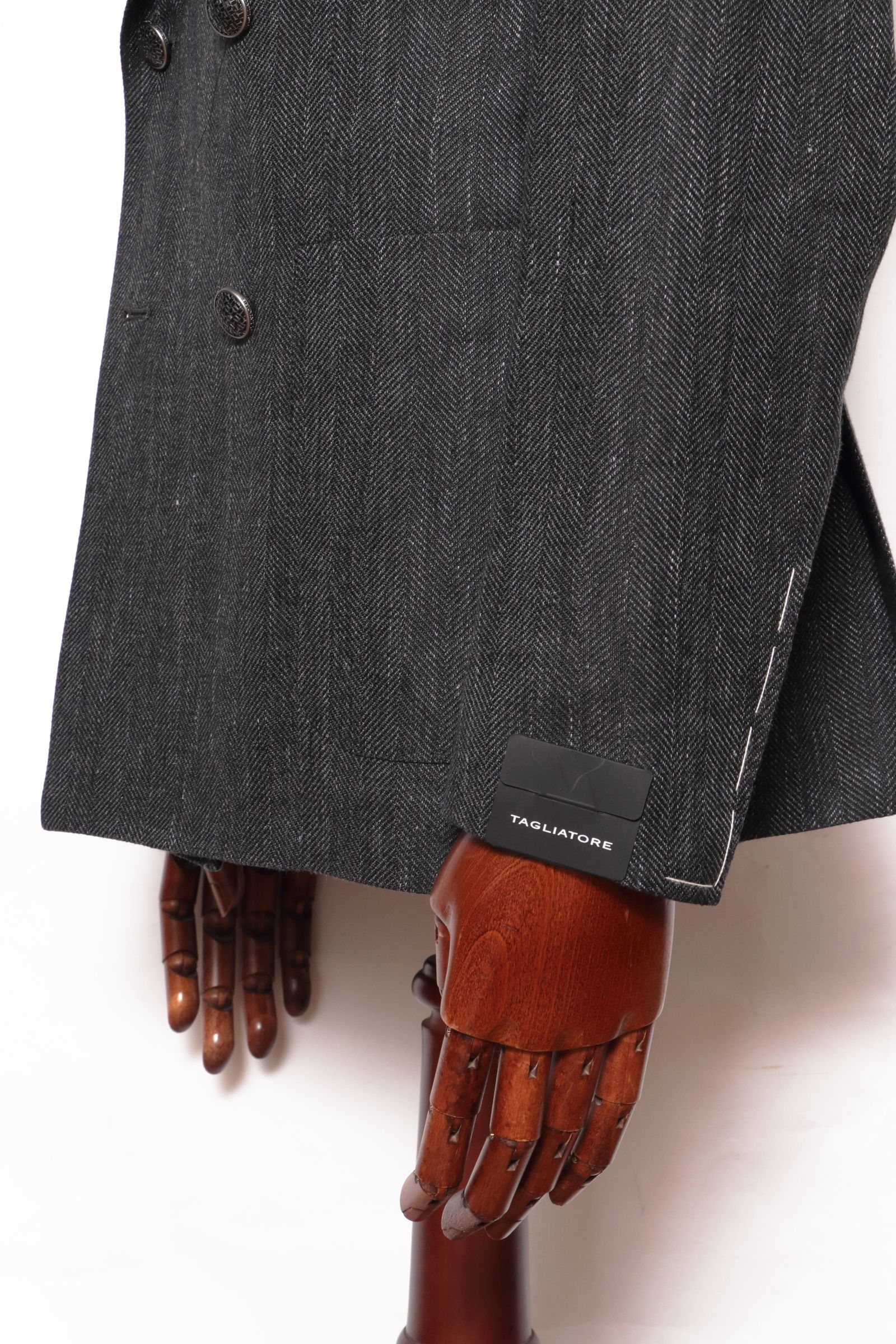 TAGLIATORE - MONTECARLO リネン ウール ブレンド ヘリンボーン柄