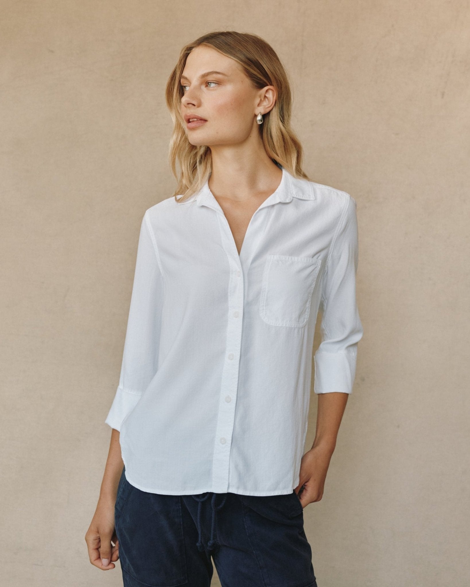 Effortless Shirt Tail Button Down in White - Bella Dahl