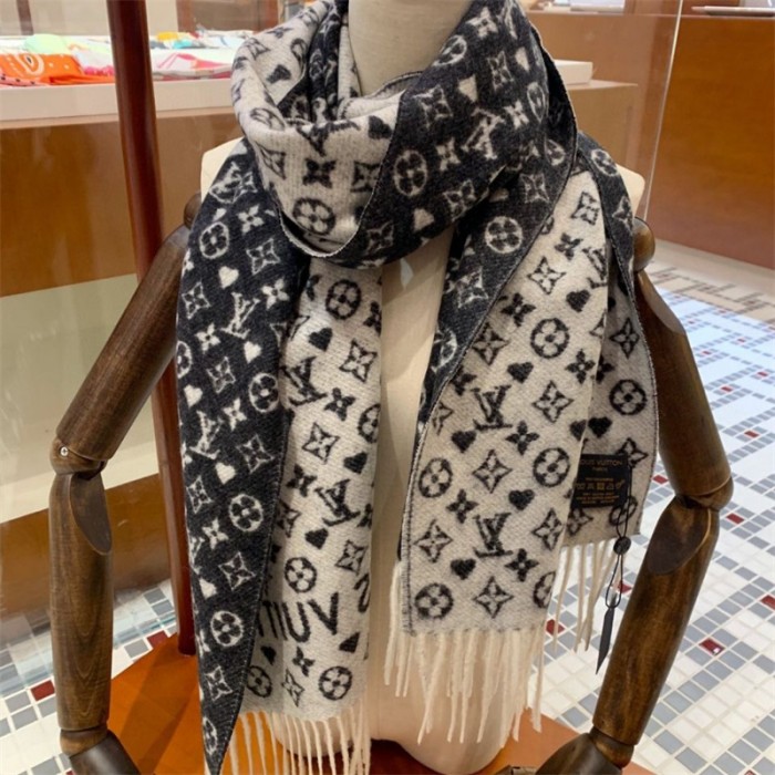 ルイヴィトンブランドマフラーレディース 秋冬 厚手 防寒 ショール