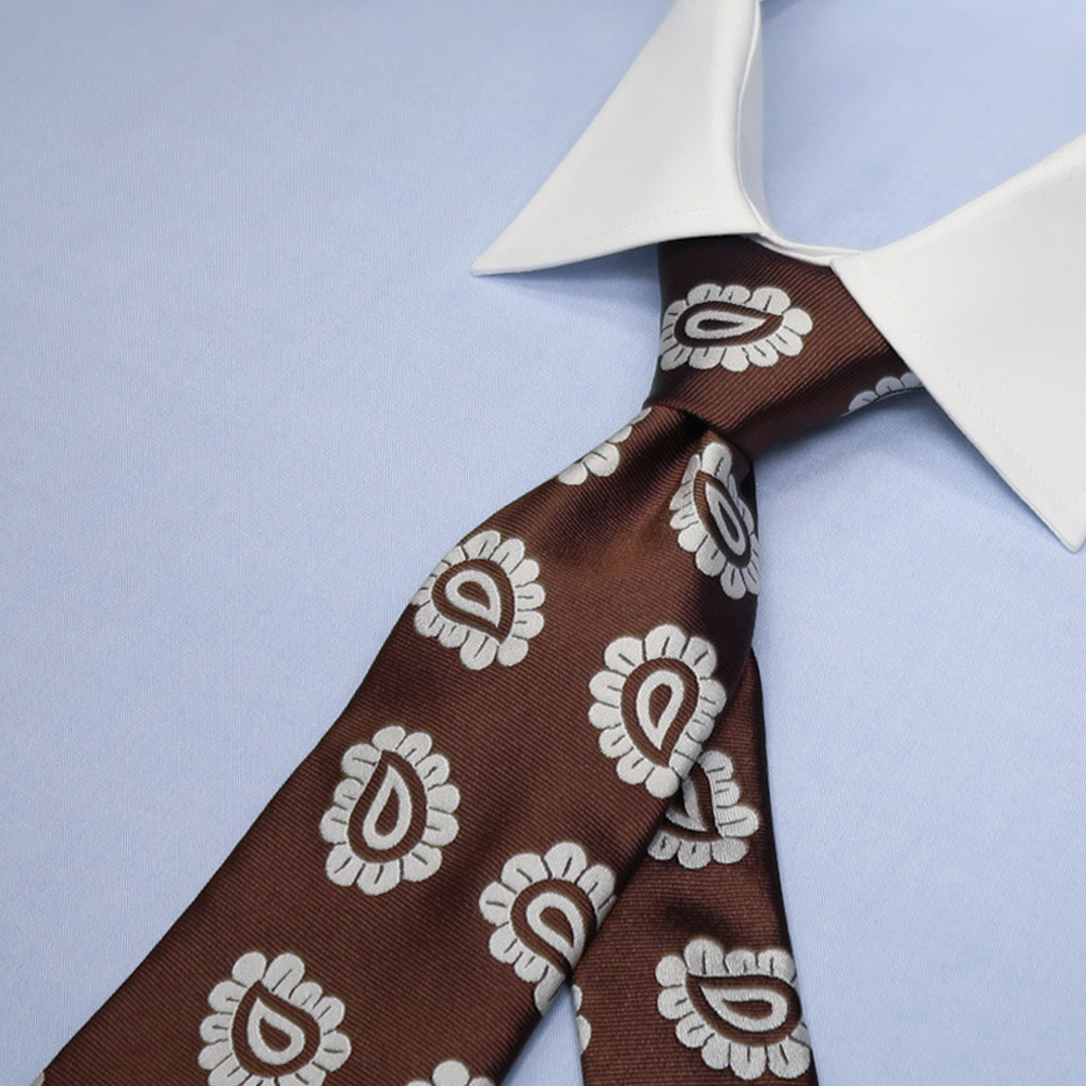 オリジナル ネクタイ ペイズリー ブラウン×ホワイト | オーダースーツ