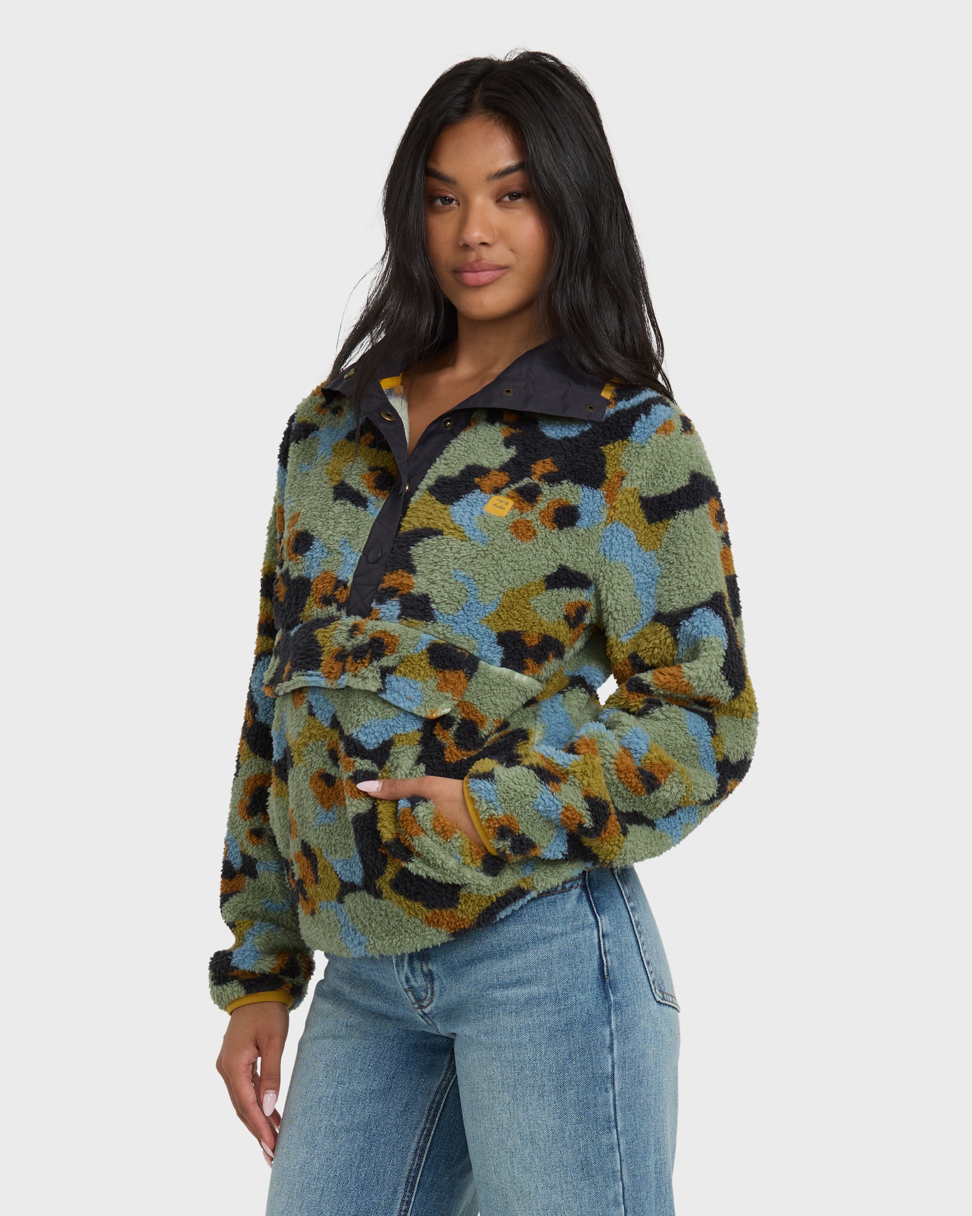 A/Div Switchback Pullover Half Snap Sherpa Fleece - Dusty Green