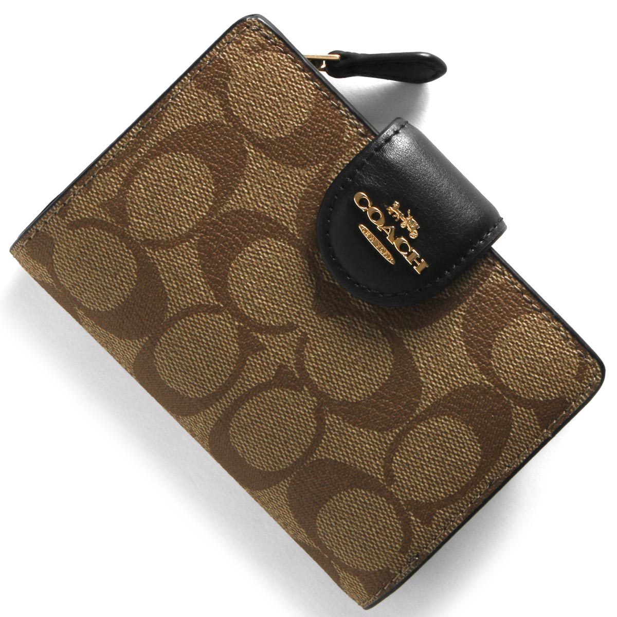 コーチ 二つ折り財布 財布 レディース シグネチャー ミディアム カーキ