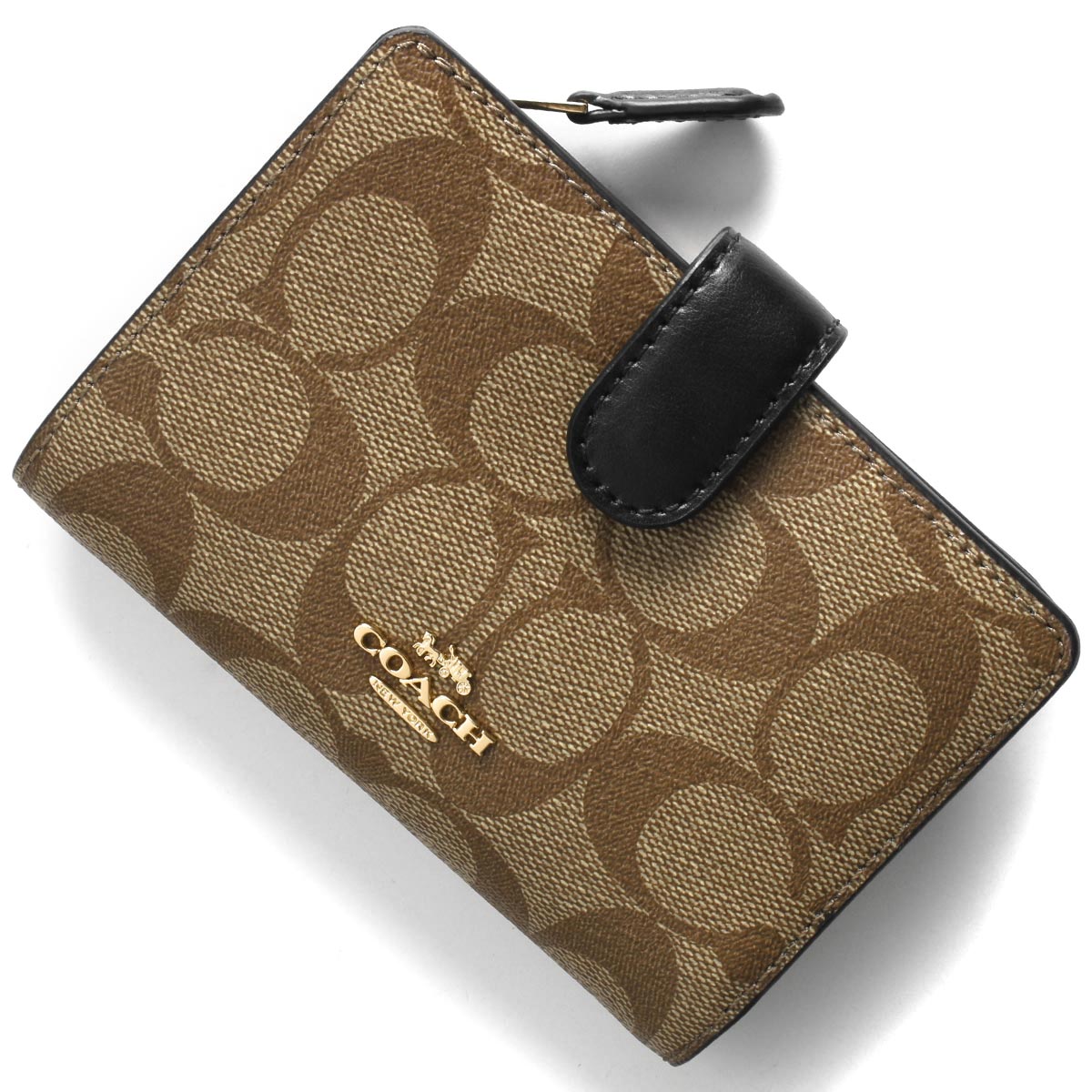 コーチ 二つ折り財布 財布 レディース シグネチャー カーキベージュ