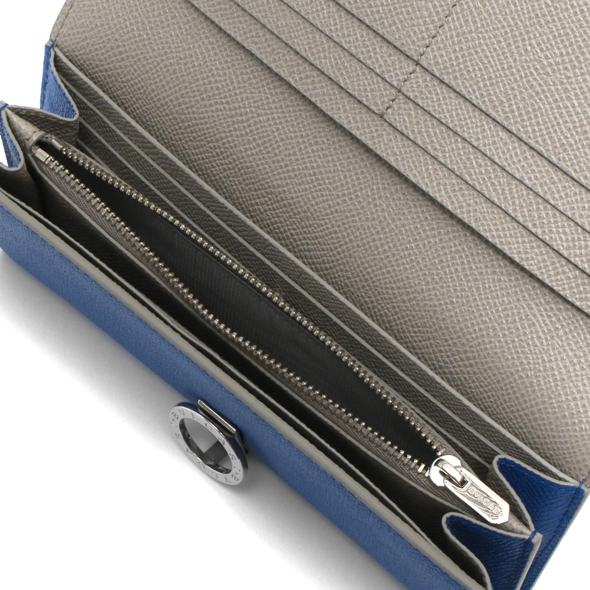 ブルガリ 長財布 財布 メンズ ブルガリクリップ マン ブルー&グレー