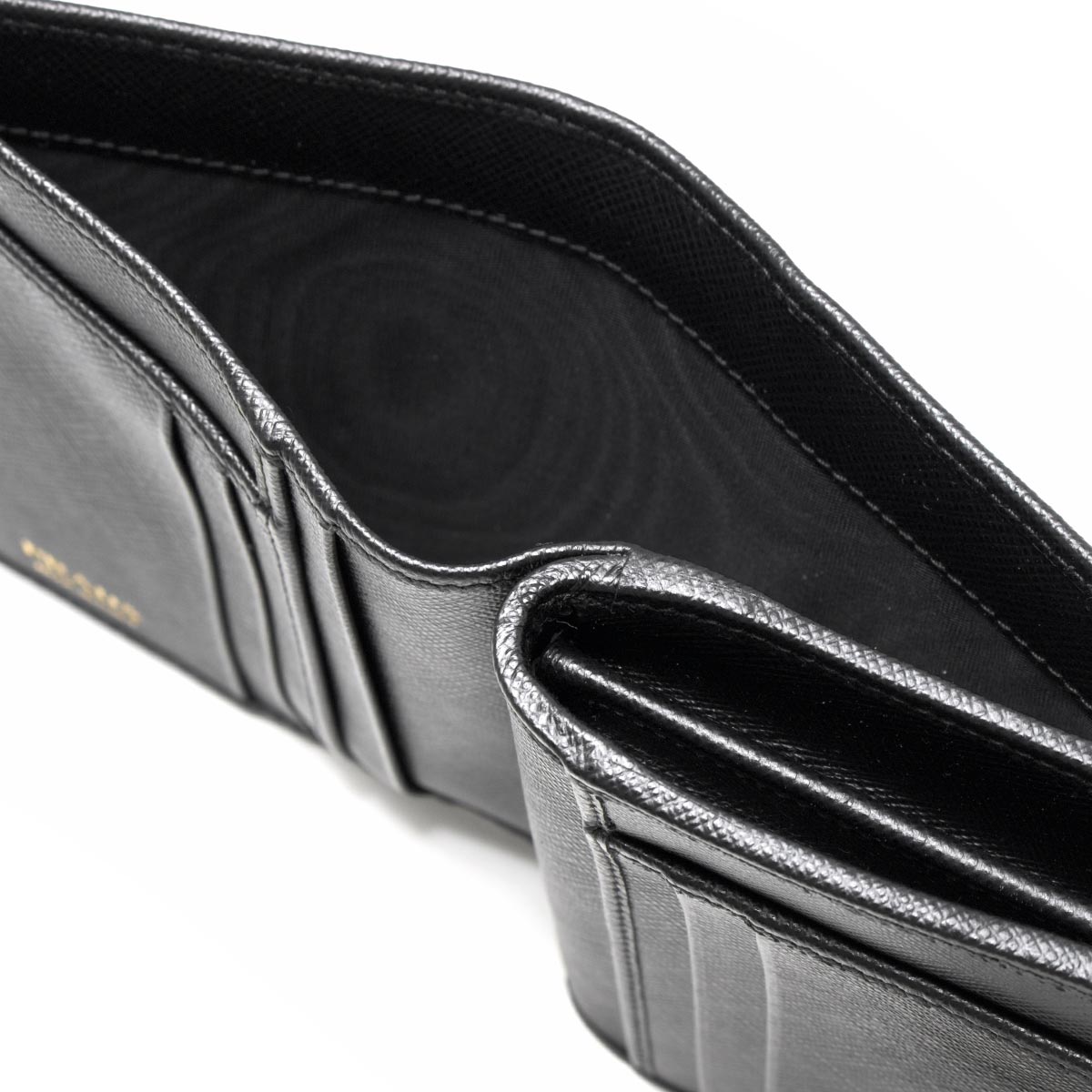 プラダ 二つ折り財布 財布 レディース サフィアーノ メタル ブラック