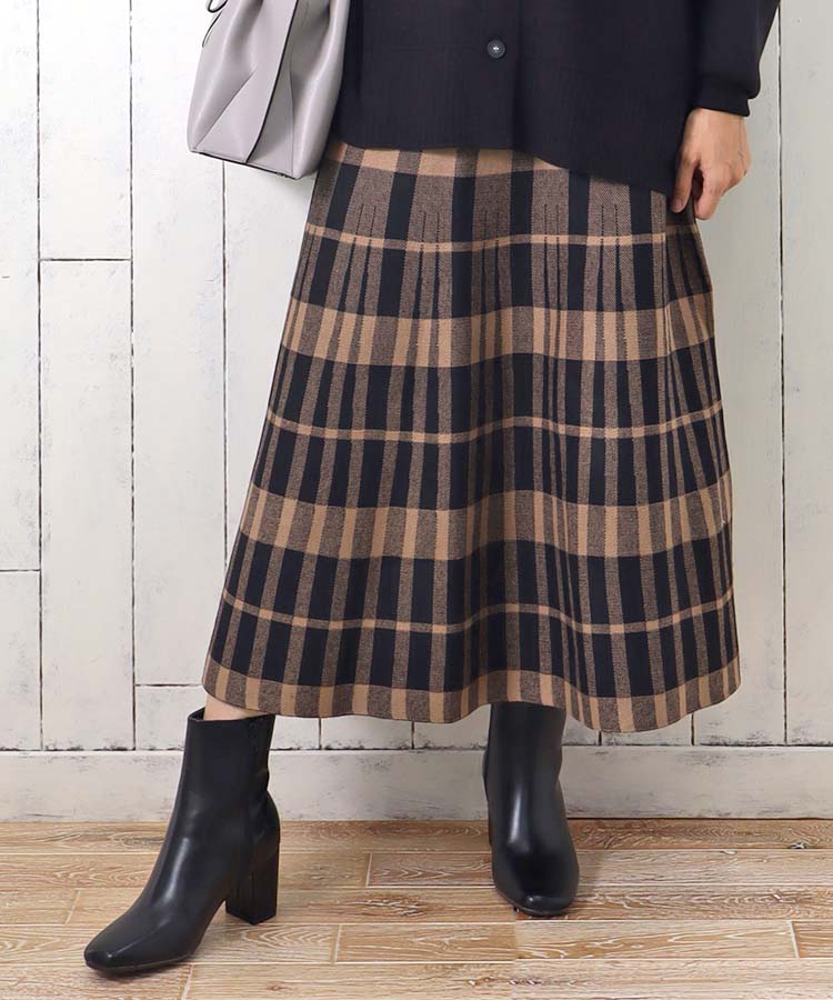 チェックニットスカート スカート ボトム ウェア チェック オフ