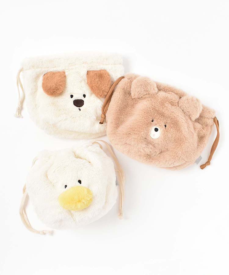 スフレベア巾着 ポーチ 小物入れ 巾着 くま クマ bear いぬ 犬 イヌ