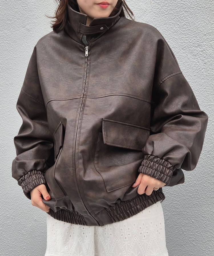 フェイクレザージャケット ブルーブルーエ bleubleuet 通販