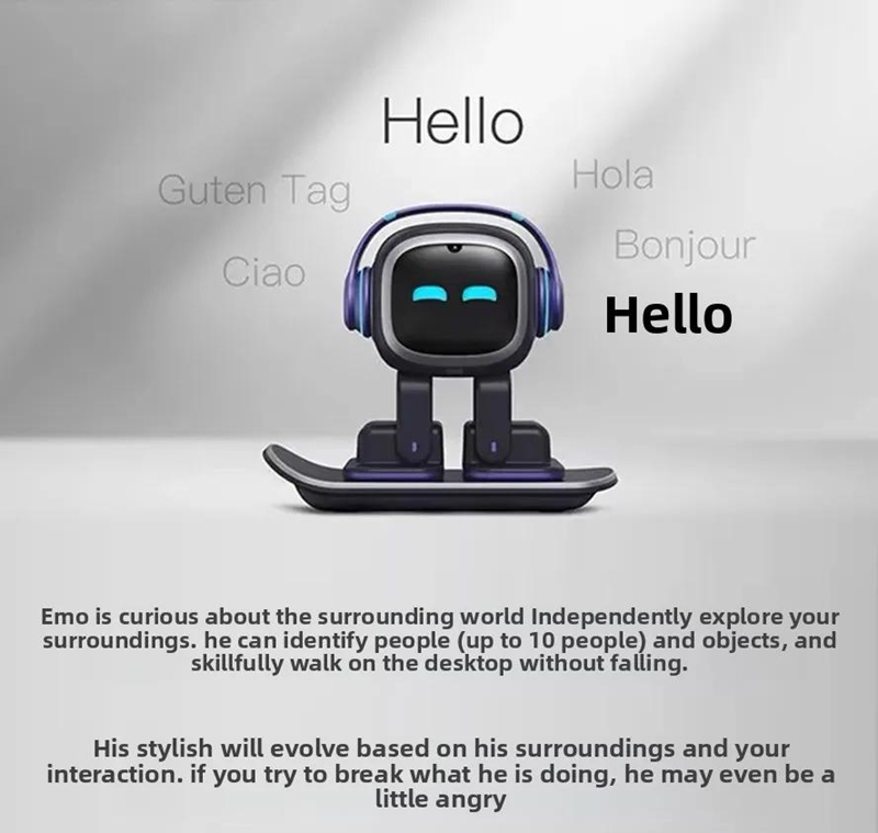 EMO AI Robot Emotional Interaction Robot Pet with Skateboard