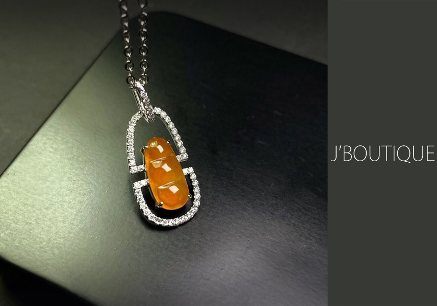 ミャンマー産天然無処理翡翠 豆 ジュエリー ペンダント 黄翡 冰 K18