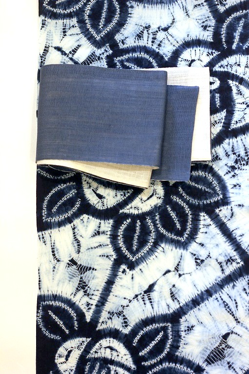 工藝絞り/有松絞り 薔薇 本藍染め