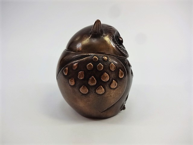 伝統美術工芸品・高岡銅器・香炉・蝋型・ふくろう(博愛)・大森 孝志 作