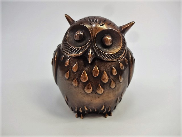 伝統美術工芸品・高岡銅器・香炉・蝋型・ふくろう(博愛)・大森 孝志 作