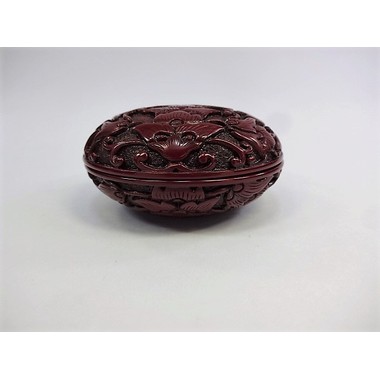 茶道具 工芸品 漆器 村上木彫堆朱 香合 上彫 堆朱宝相華紋香合 高橋