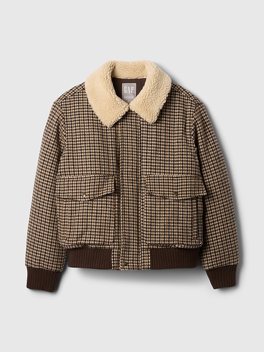 Wool-Blend Houndstooth Bomber Jacket | Gap