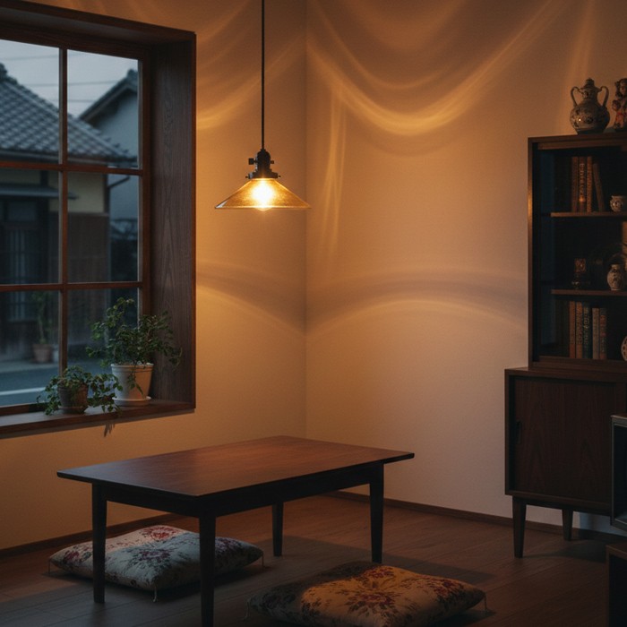 昭和レトロ ラジオソケット ペンダントライト｜アンバー｜照明の