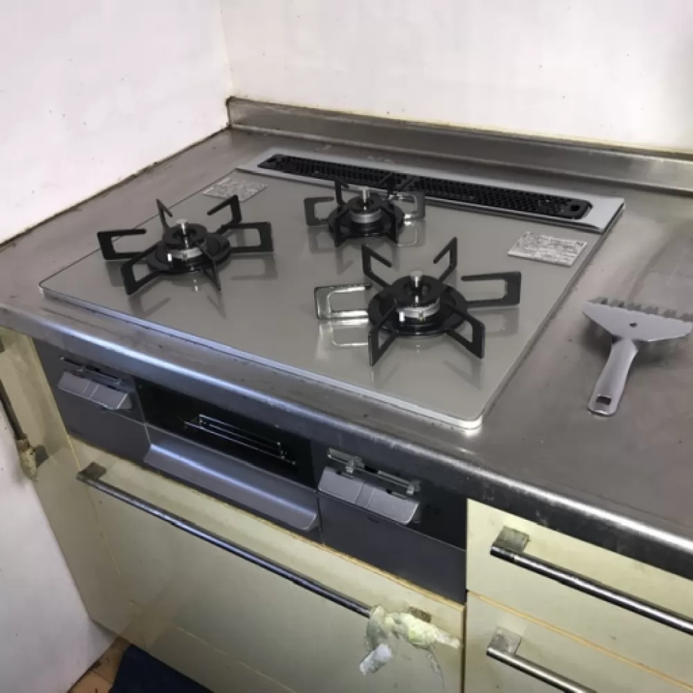 ハーマンDG3295NR→ノーリツN3WV6RWTP2SI｜池田市のガスコンロ交換工事