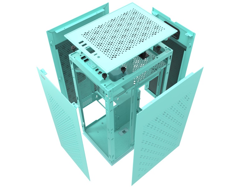 5面メッシュパネルの四角柱型Mini-ITXケース、darkFlash「DLH 21