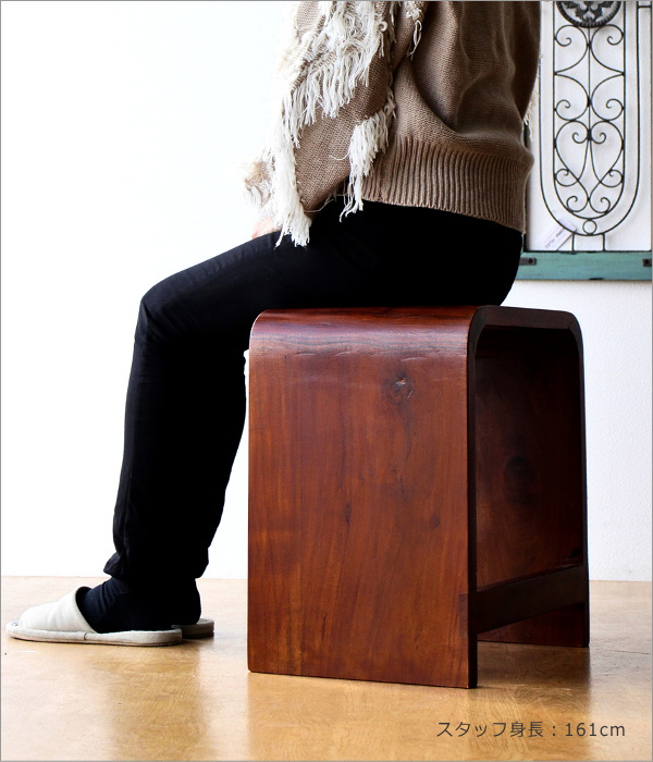 スツール 木製 おしゃれ 椅子 花台 角丸 無垢材 天然木 ベッド ソファ