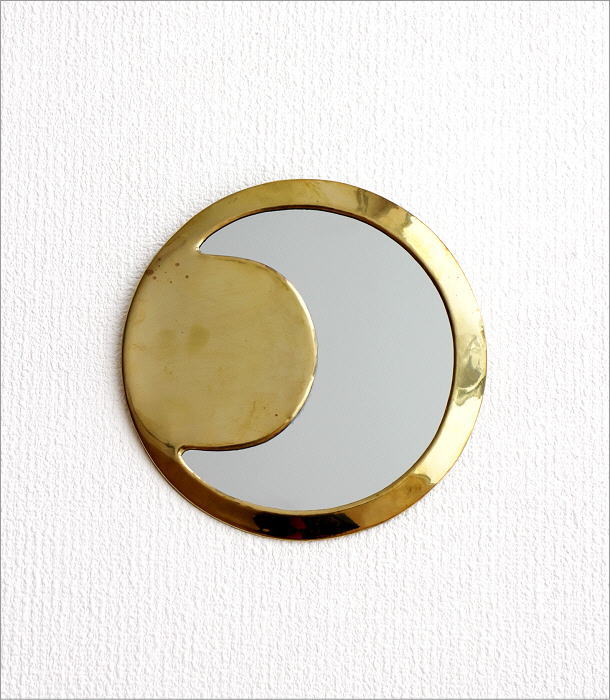 鏡 壁掛けミラー おしゃれ 真鍮 アンティーク レトロ ゴールド