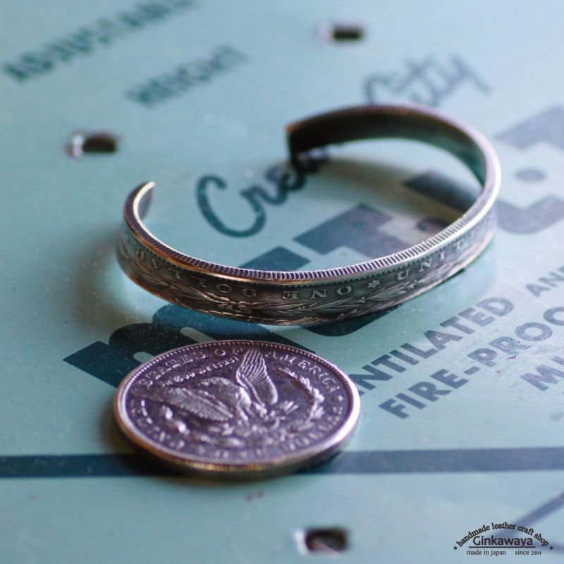 ブレス／コインバングル／モルガンダラー銀貨／silver900／ - 革製品の