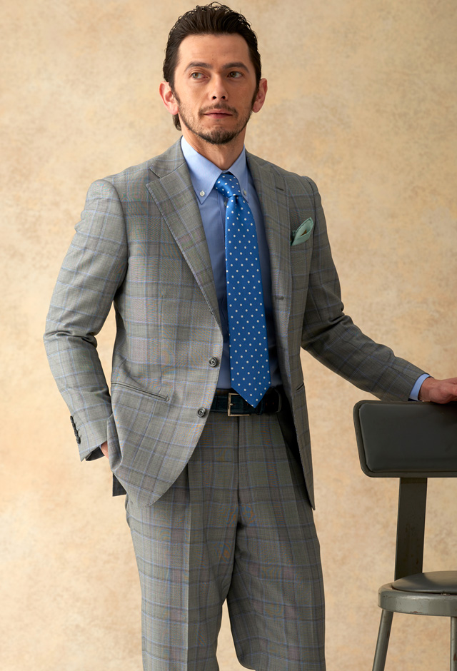 グレースーツ・チェックのコーディネート（Loro Piana）｜N691004