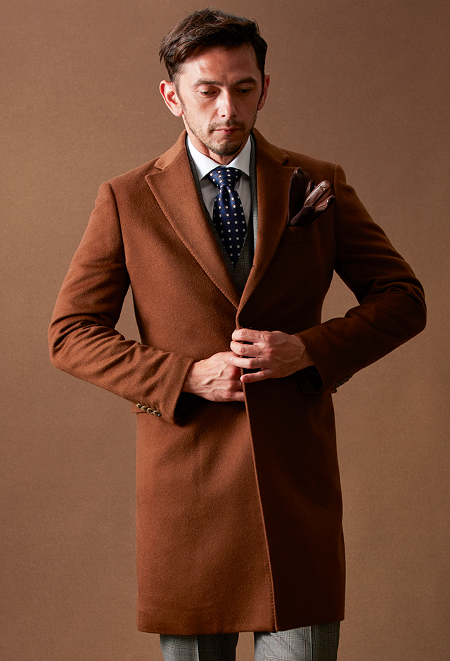 ブラウンコート・無地のコーディネート（Cloth Ermenegildo Zegna）｜3