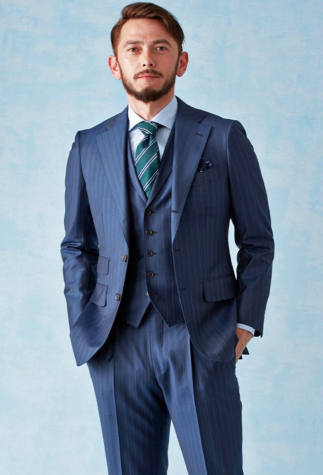 ブルースーツ・ストライプのコーディネート（Cloth Ermenegildo Zegna