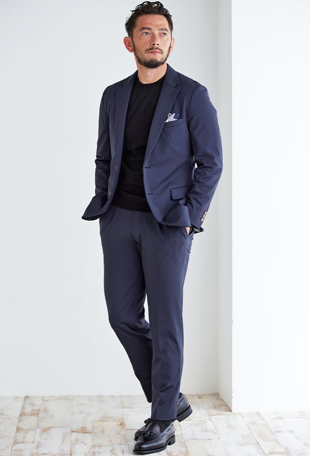 ネイビーセットアップ・無地のコーディネート（SET UP FABRIC）｜2