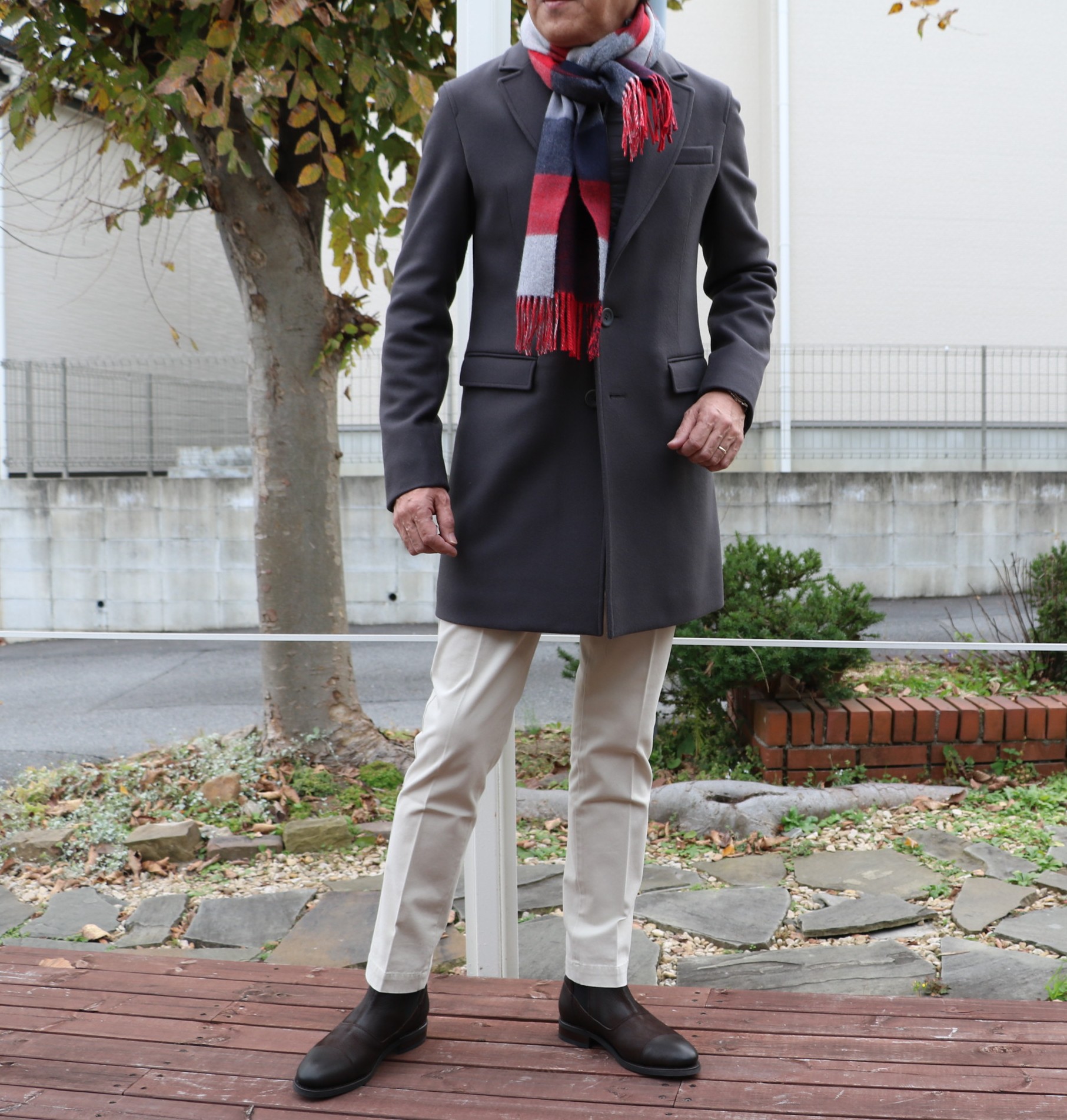 美品】HERNO RESORT ムートン襟レザー Pコート 46 ネイビー HERNO