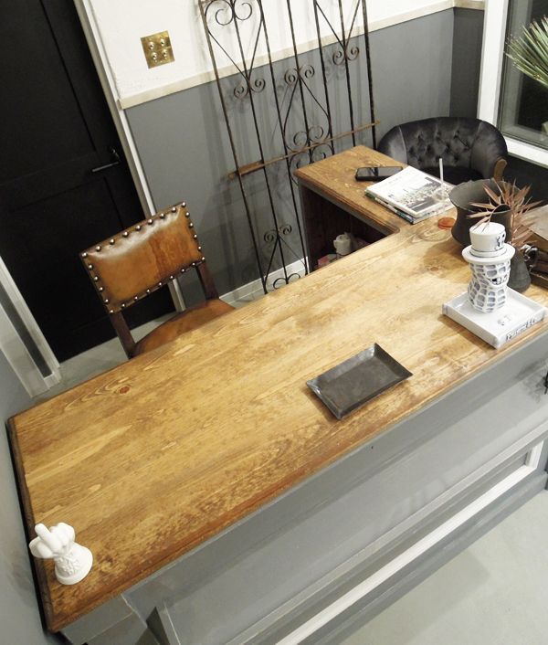 アンティーク調L字型カウンターのオーダーメイドW1500@大阪東京名古屋