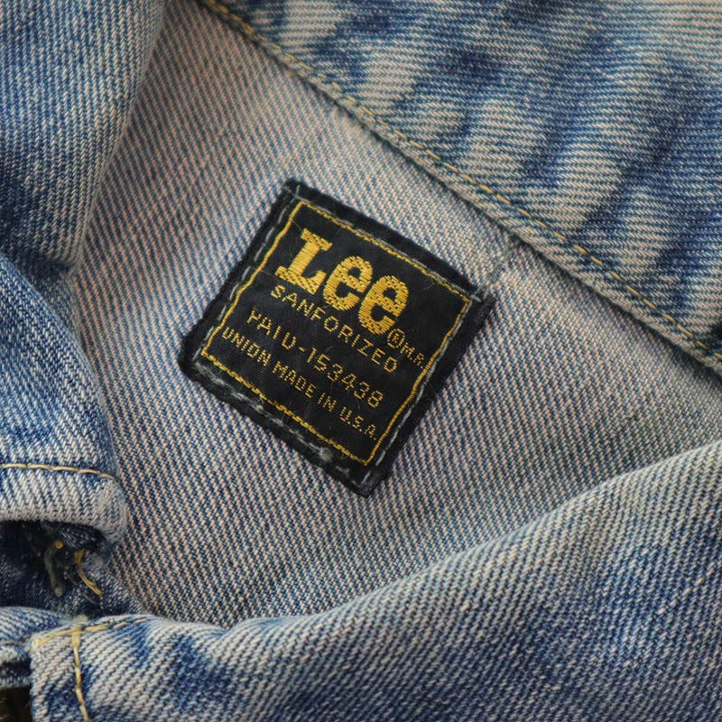 80's Lee 220J DENIM TRUCKER JACKET with BACK PRINT,USED/VINTAGE