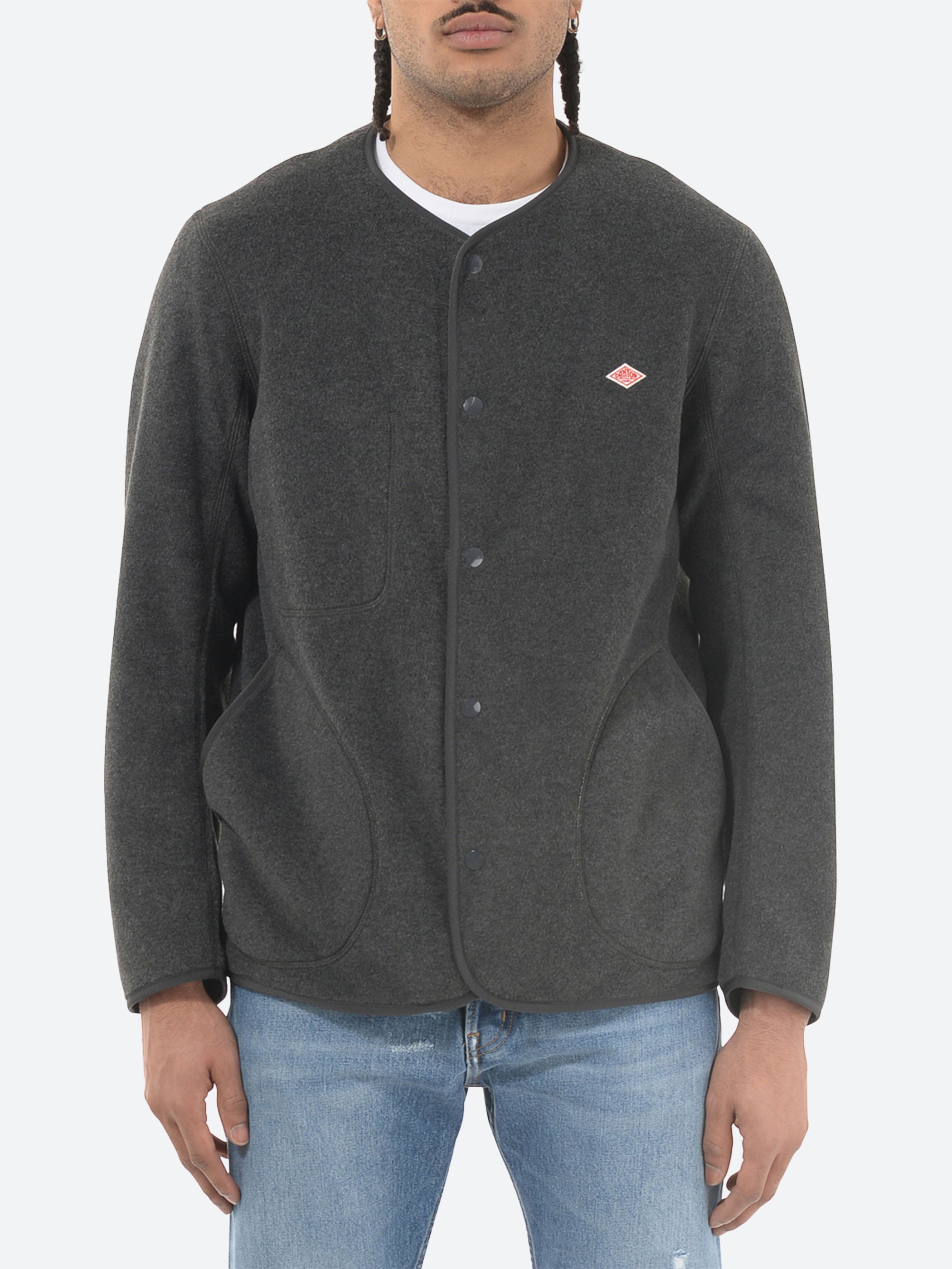 Danton - Collarless Fleece Jacket in Charcoal – gravitypope