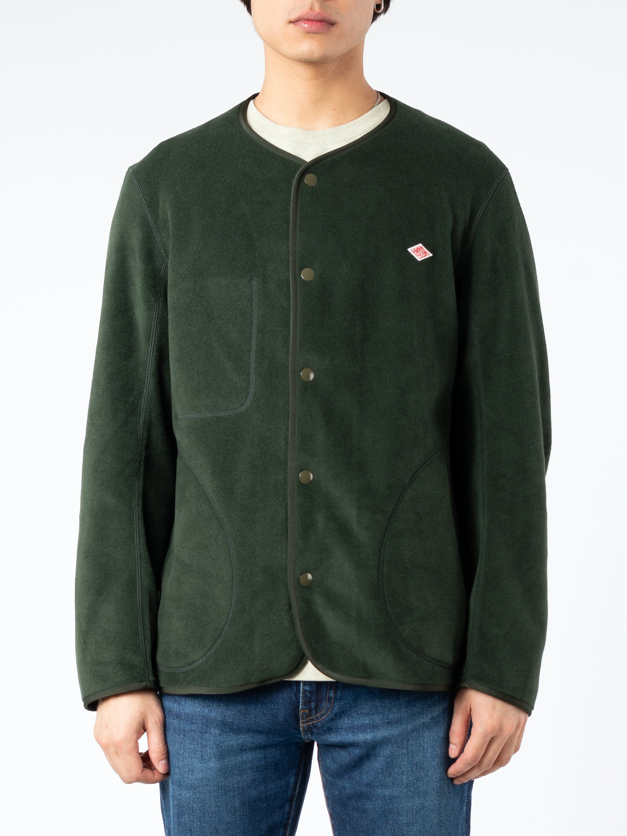 Danton - Collarless Fleece Jacket in Green – gravitypope