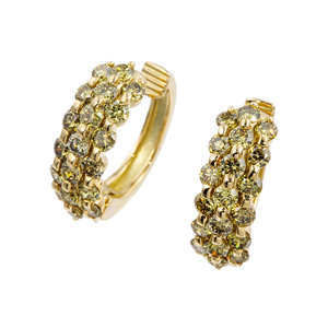 GSTV K18YG グリーンイエローダイヤモンド ピアリング D 約1.70ct