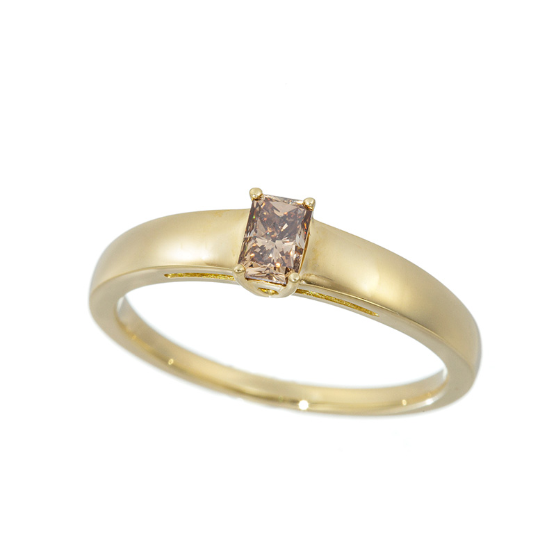 GSTV K18YG エメラルドラディアントカットブラウンダイヤモンド リング