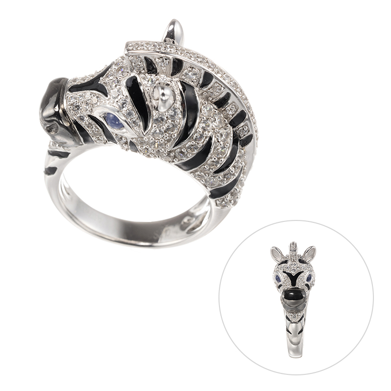 GSTV パラジウムシルバー950 天然ホワイトジルコン サファイア