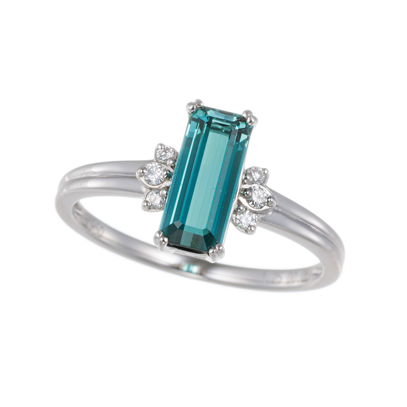 GSTV PT950 ブルーグリーントルマリン ダイヤ リング T 1.25ct D 0.06ct