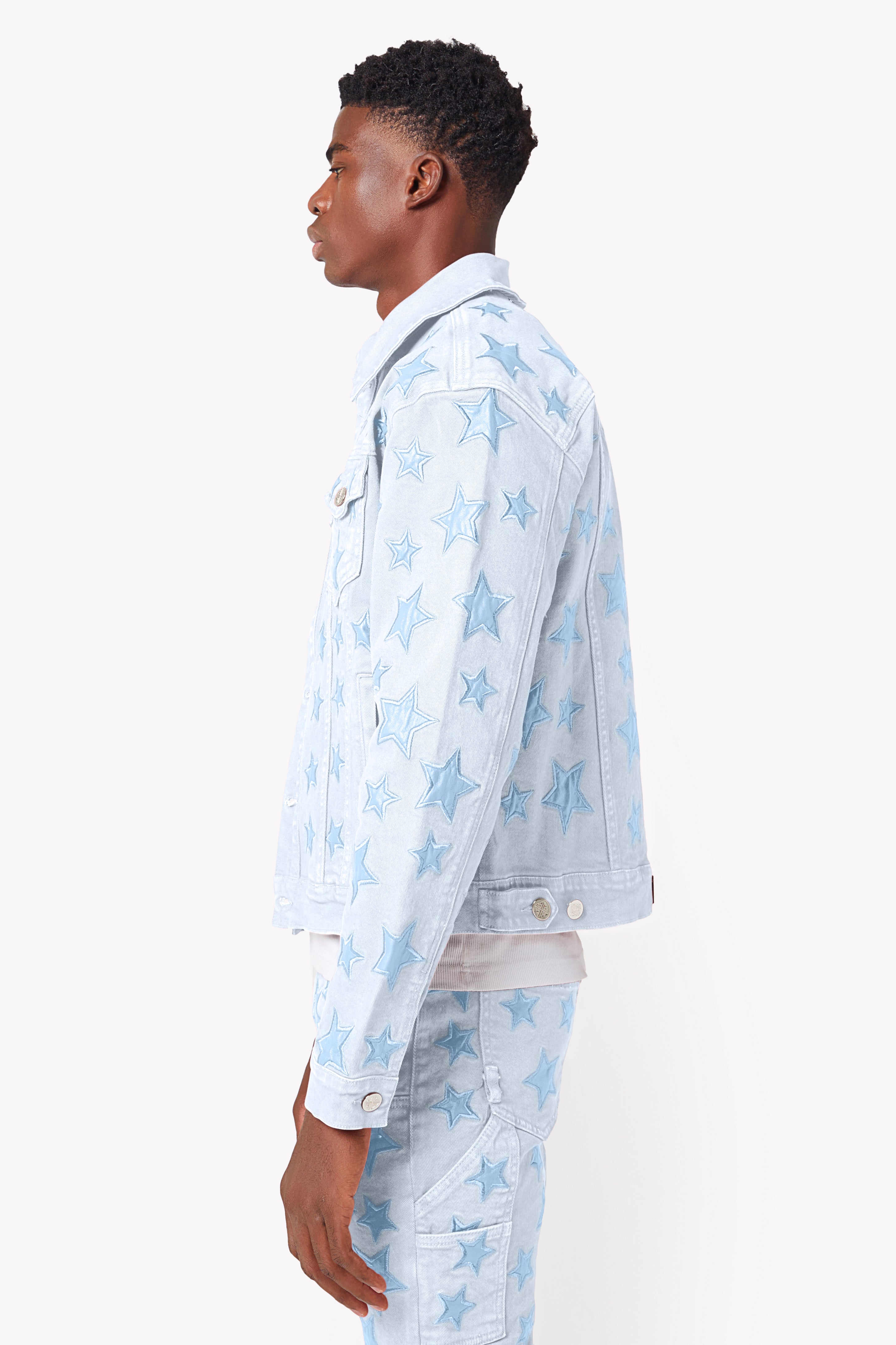 Aqua Blue Stars Denim Jacket – GUAPI CLOTHING FZ-LLC