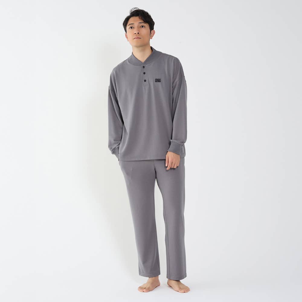 綿入り ミニ裏毛】ヘンリーネックルームウェア【SALE】 BDY472 :メンズ