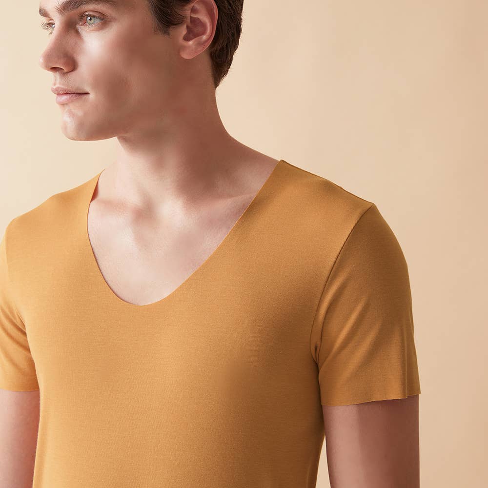 綿混・きりっぱなし】UネックTシャツ EE3315A :メンズ トップス