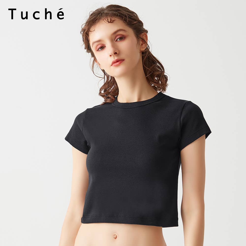 7DAYS LOOKS】半袖クロップドTシャツ【SALE】 TC7252 :レディース トップス