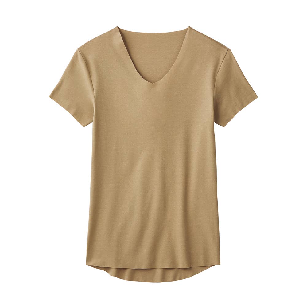 ARGUE ベージュ Vネック 半袖シャツ ARGUE ベージュ Vネック 半袖シャツ