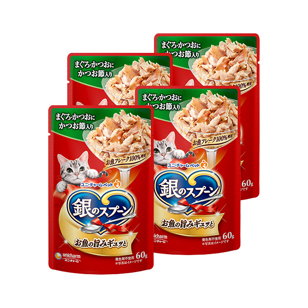 銀のスプーンパウチまぐろ・かつおにかつお節入り60g×4｜ユニ