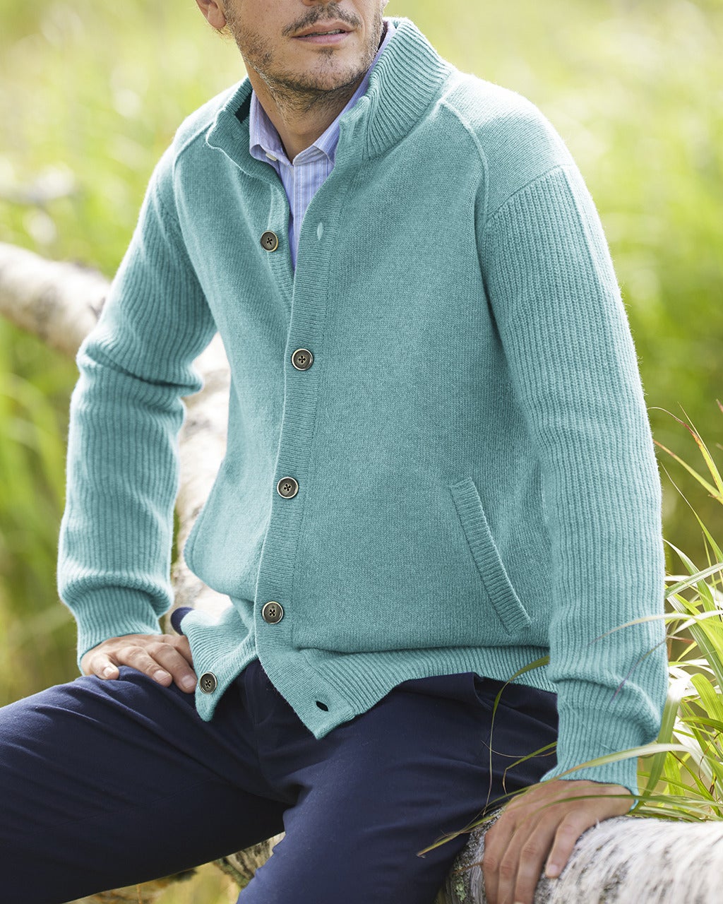 プレミアムラム ラネロッシ アイレ ボタンカーディガン/DoCLASSE