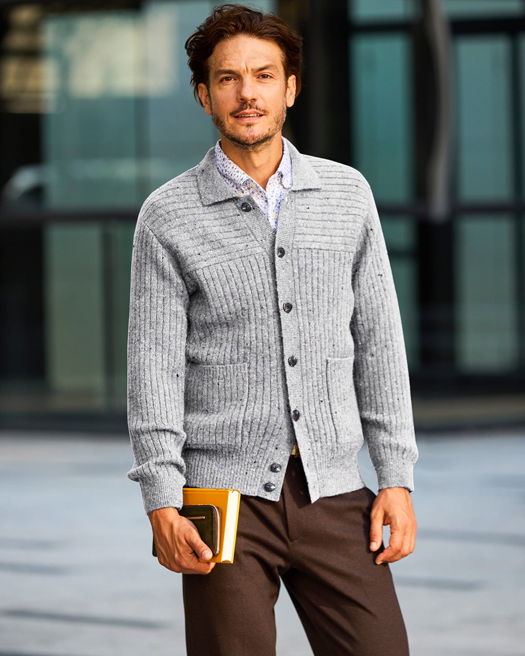 ウールブレンド・ドネガル風カーディガン/DoCLASSE